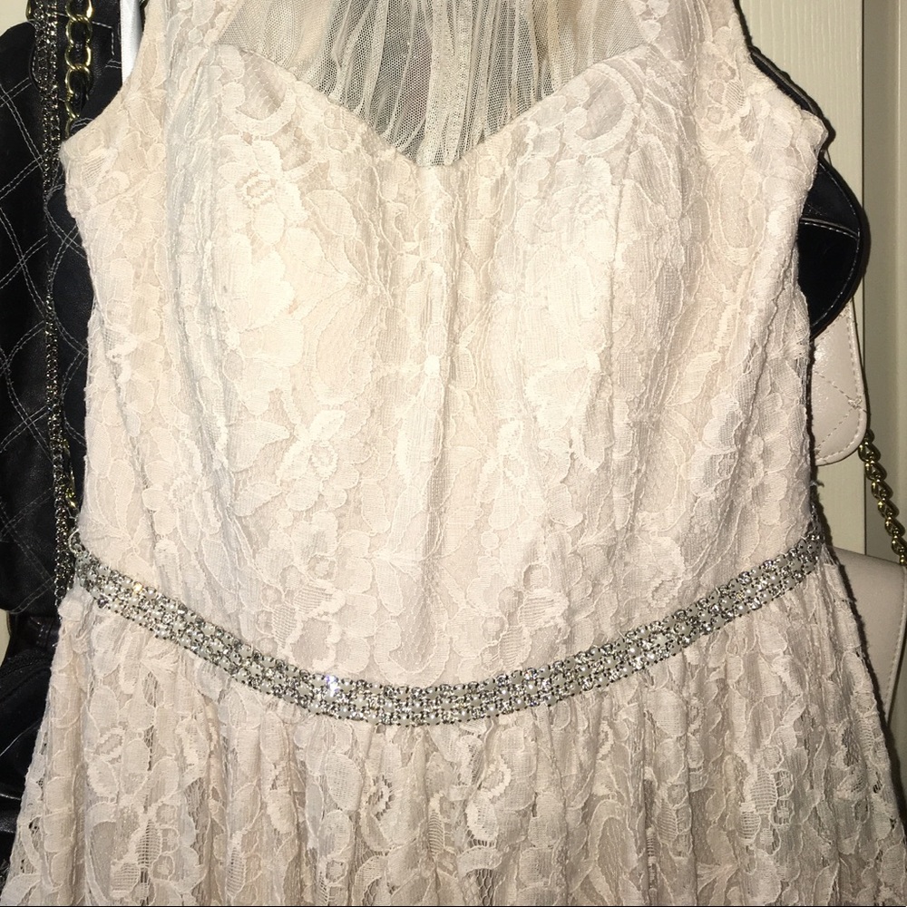 Cream lace dress with crystals formal special occasion